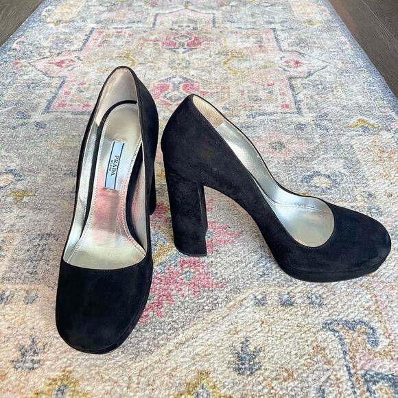 Prada Calzature Donna Camoscio Suede Heels Sz 38 8 - Picture 8 of 10